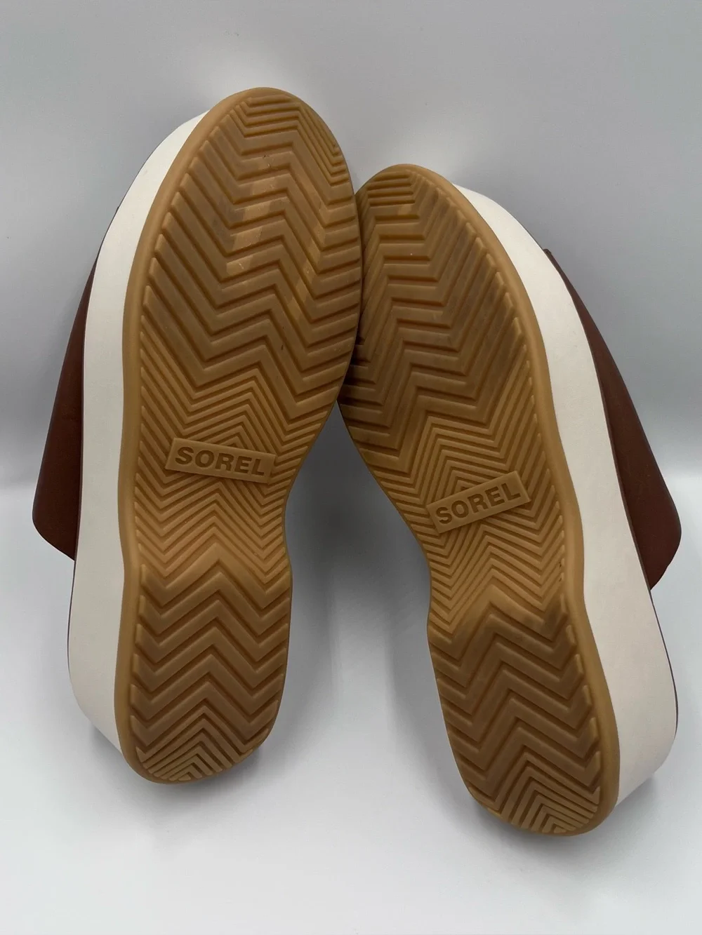 SOREL Dayspring Brown Leather Platform Slide Sandals Size 9